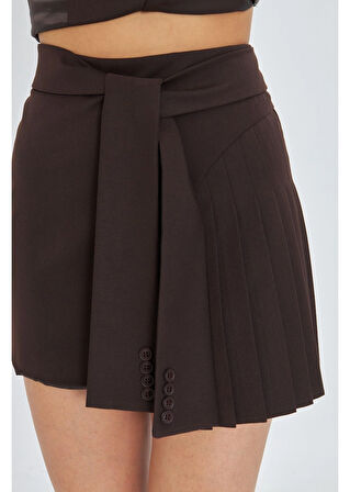 Kemer Detaylı Pileli Etek 