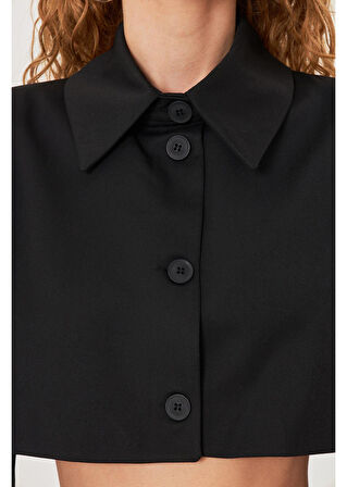 Düğmeli Crop Blazer Ceket 