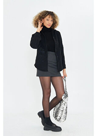 Nakışlı Yırtmaçlı Kaşe Gömlek 