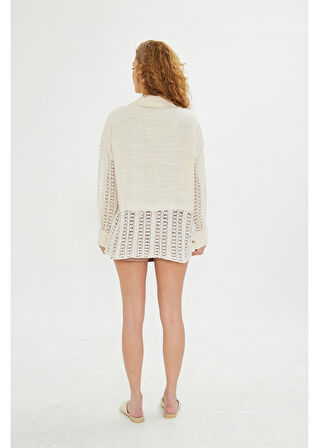 Dantel Garnili Ketenli Müslin Gömlek 