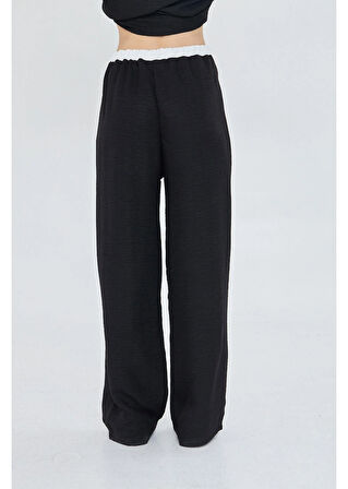 Beli Garnili Bağcıklı Keten Görünümlü Pantolon 