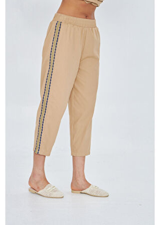 Yanları Nakışlı Gabardin Pantolon 