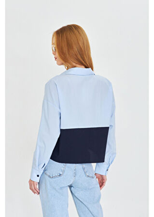 Polivisyon Garnili Şeritli Poplin Gömlek 