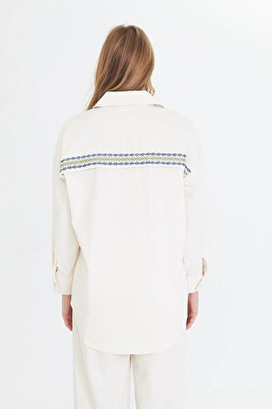 Cebi ve Arkası Nakışlı Gabardin Gömlek 