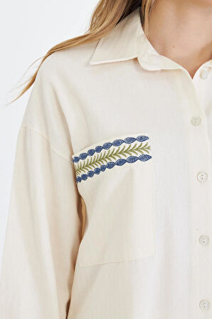 Cebi ve Arkası Nakışlı Gabardin Gömlek 