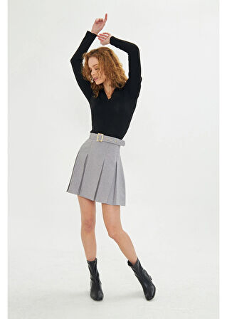 Pileli Poliviskon Etek 