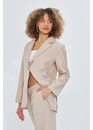 Üç Cepli Düğmeli Poliviskon Ceket 