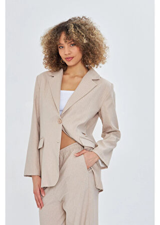 Üç Cepli Düğmeli Poliviskon Ceket 