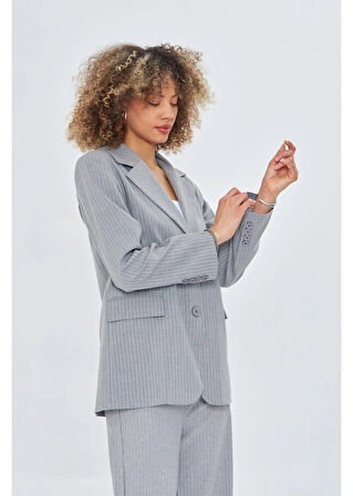 Üç Cepli Düğmeli Poliviskon Ceket 