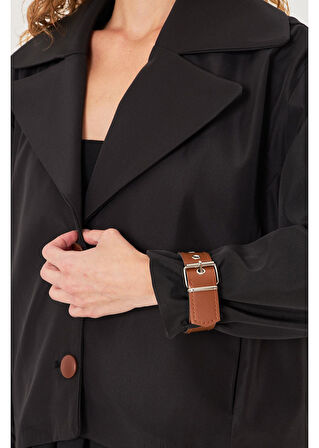 Kruvaze Suya Dayanıklı Kısa Trençkot 