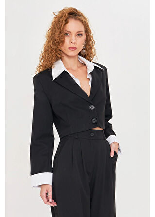 Gömlek Detaylı Garnili Kısa Ceket 