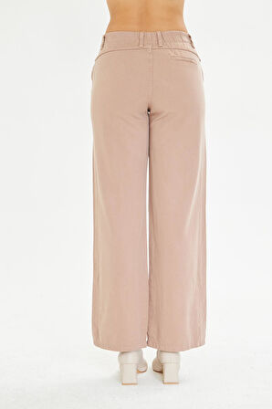 Elastik Bel Bol Paça Soft Pantolon - Mocha
