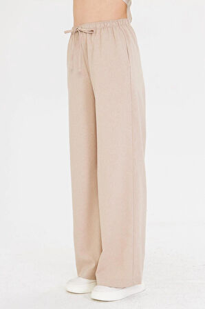 Lastikli Yandan Cepli Poliviskon Pantolon 