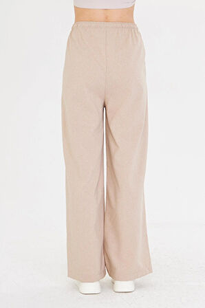 Lastikli Yandan Cepli Poliviskon Pantolon 