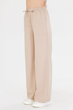 Lastikli Yandan Cepli Poliviskon Pantolon 