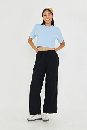 Şeritli Bol Paça Pantolon