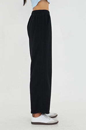 Şeritli Bol Paça Pantolon