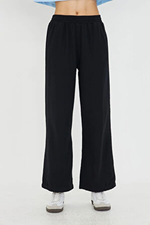 Şeritli Bol Paça Pantolon