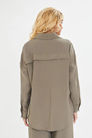 Şerit Detaylı Modal Gömlek 