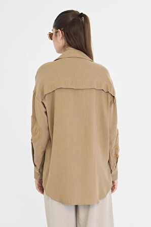 Yaprak Nakışlı Müslin Gömlek 