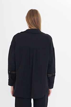 Çiçek Nakışlı Müslin Gömlek 