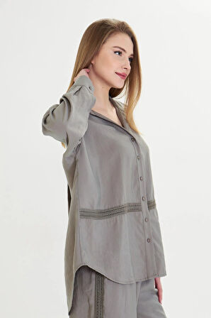 Şerit Detaylı Modal Gömlek 