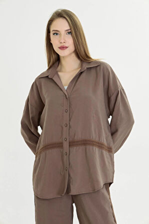 Şerit Detaylı Modal Gömlek 