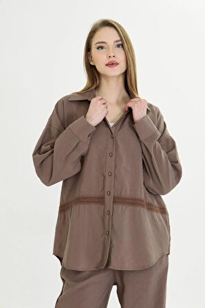 Şerit Detaylı Modal Gömlek 