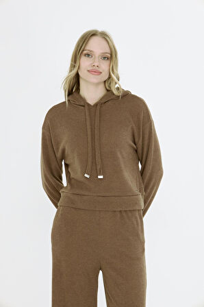 Kapüşonlu Triko Sweatshirt 