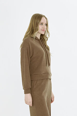Kapüşonlu Triko Sweatshirt 