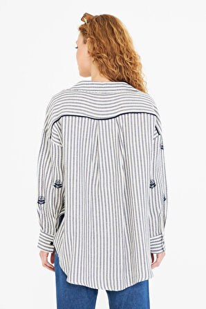 Nakışlı Çizgili Gömlek 