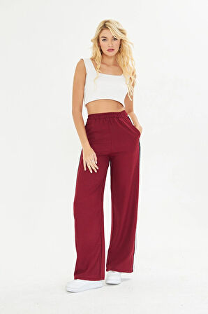 Şeritli Bol Paça Pantolon 