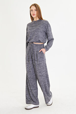 Pileli Beli Lastikli Triko Pantolon 