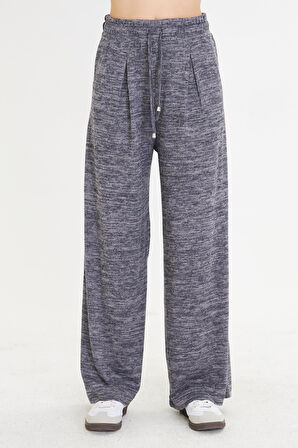 Pileli Beli Lastikli Triko Pantolon 