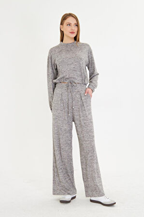 Pileli Beli Lastikli Triko Pantolon 