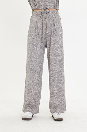 Pileli Beli Lastikli Triko Pantolon 