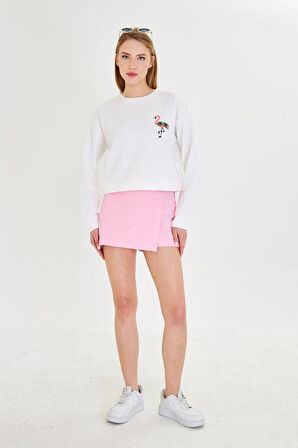 Flamingo Baskılı İki İplik Sweatshirt 
