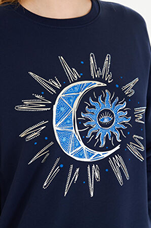 Astroloji Baskılı İki İplik Sweatshirt 