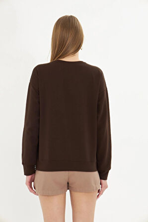 Kalpli Taş Baskılı Sweatshirt 