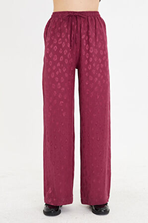 Leopar Desen Saten Pantolon 