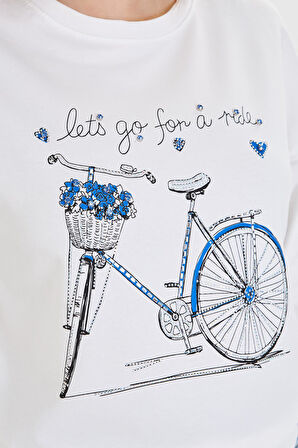 Bisiklet Baskılı İki İplik Sweatshirt 