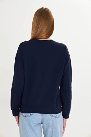 Bisiklet Baskılı İki İplik Sweatshirt 