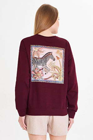 Zebra Baskılı İki İplik Sweatshirt 