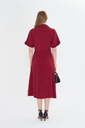 Kısa Kollu Düğmeli Modal Elbise 