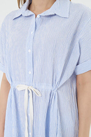 Beli İpli Gofre Elbise 