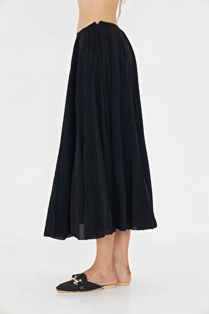 Parçalı İnce Midi Etek