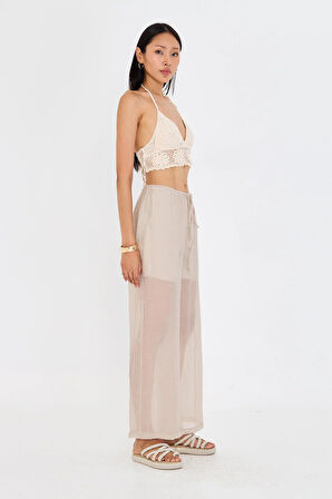 Elastik Bel İnce Bol Paça Pantolon