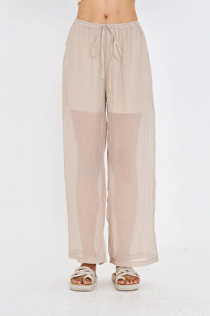 Elastik Bel İnce Bol Paça Pantolon