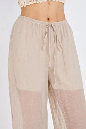 Elastik Bel İnce Bol Paça Pantolon