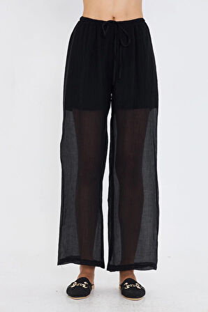 Elastik Bel İnce Bol Paça Pantolon